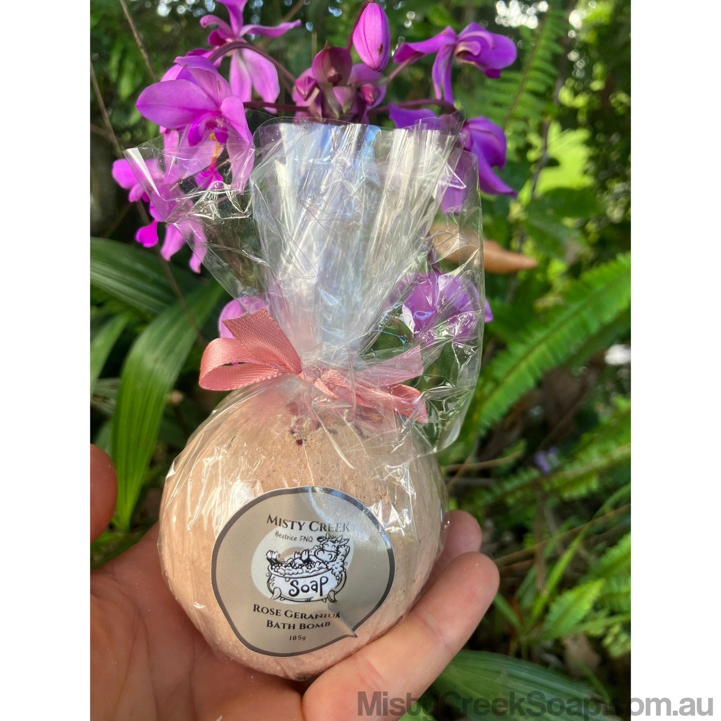 Handcrafted Rose Geranium Essential Oil Bath Bomb