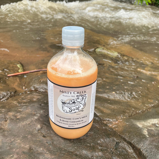 Biodynamic Cow’s Milk & Rose Geranium Liquid Hand Soap & Body Wash Refill