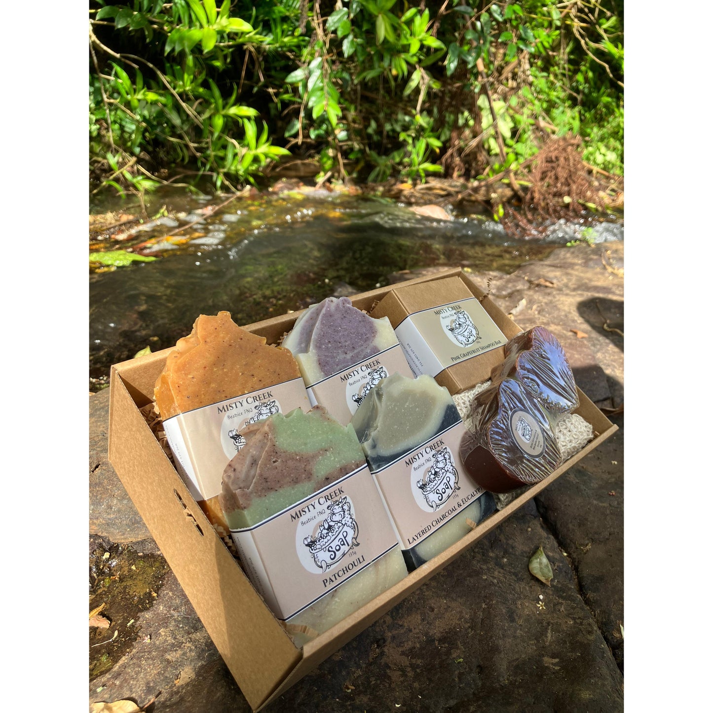 Essential Oil Bar Soap Gift Pack with Pink Grapefruit Shampoo Bar