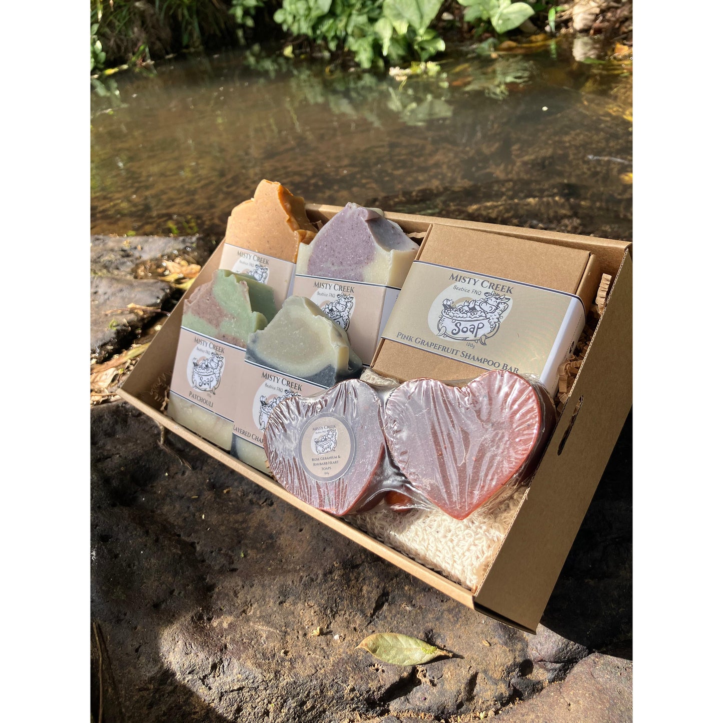 Essential Oil Bar Soap Gift Pack with Pink Grapefruit Shampoo Bar