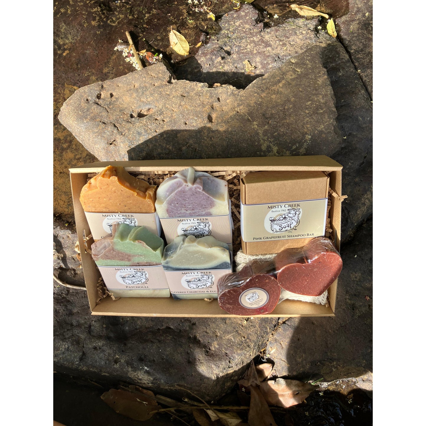 Essential Oil Bar Soap Gift Pack with Pink Grapefruit Shampoo Bar