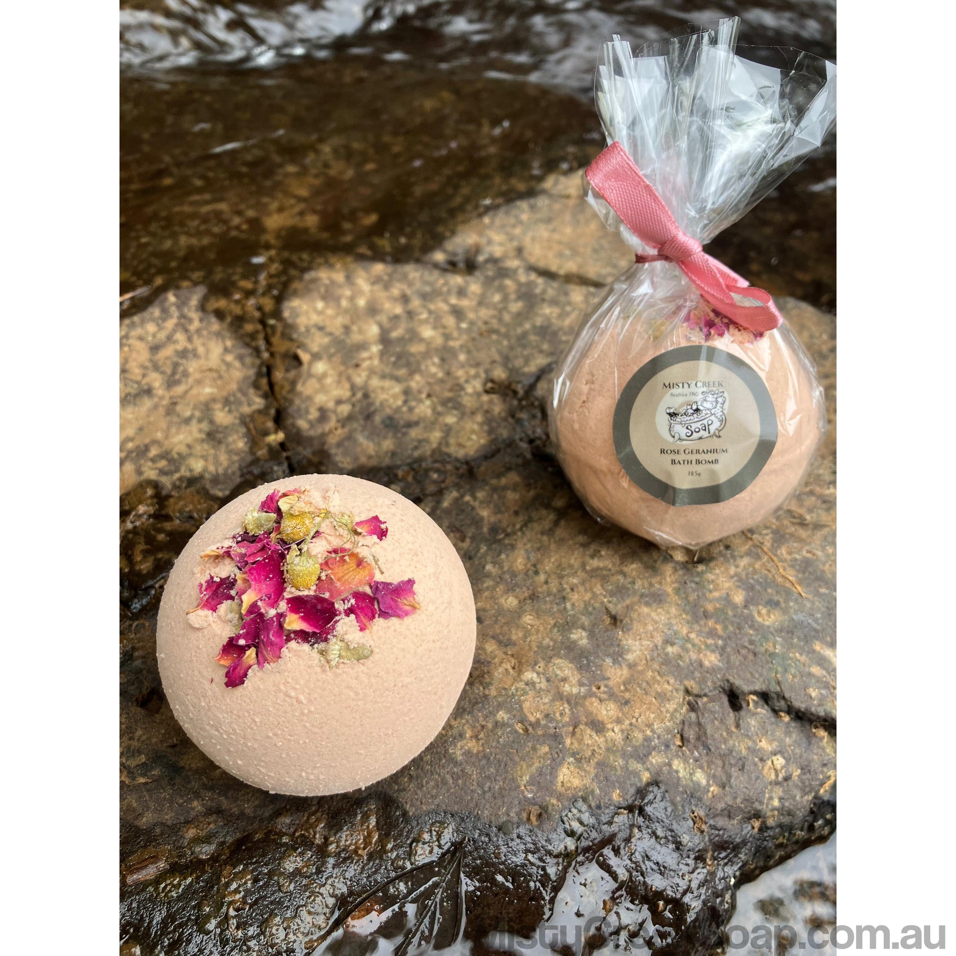 Handcrafted Rose Geranium Essential Oil Bath Bomb