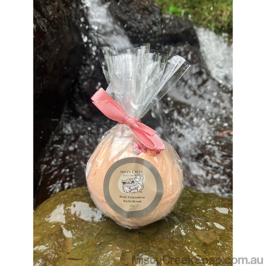 Handcrafted Rose Geranium Essential Oil Bath Bomb