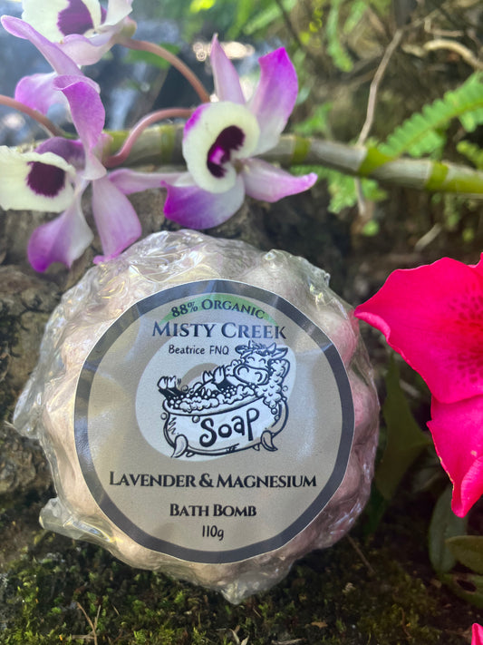 Lavender & Magnesium Bath Bomb - 88% Organic Ingredients