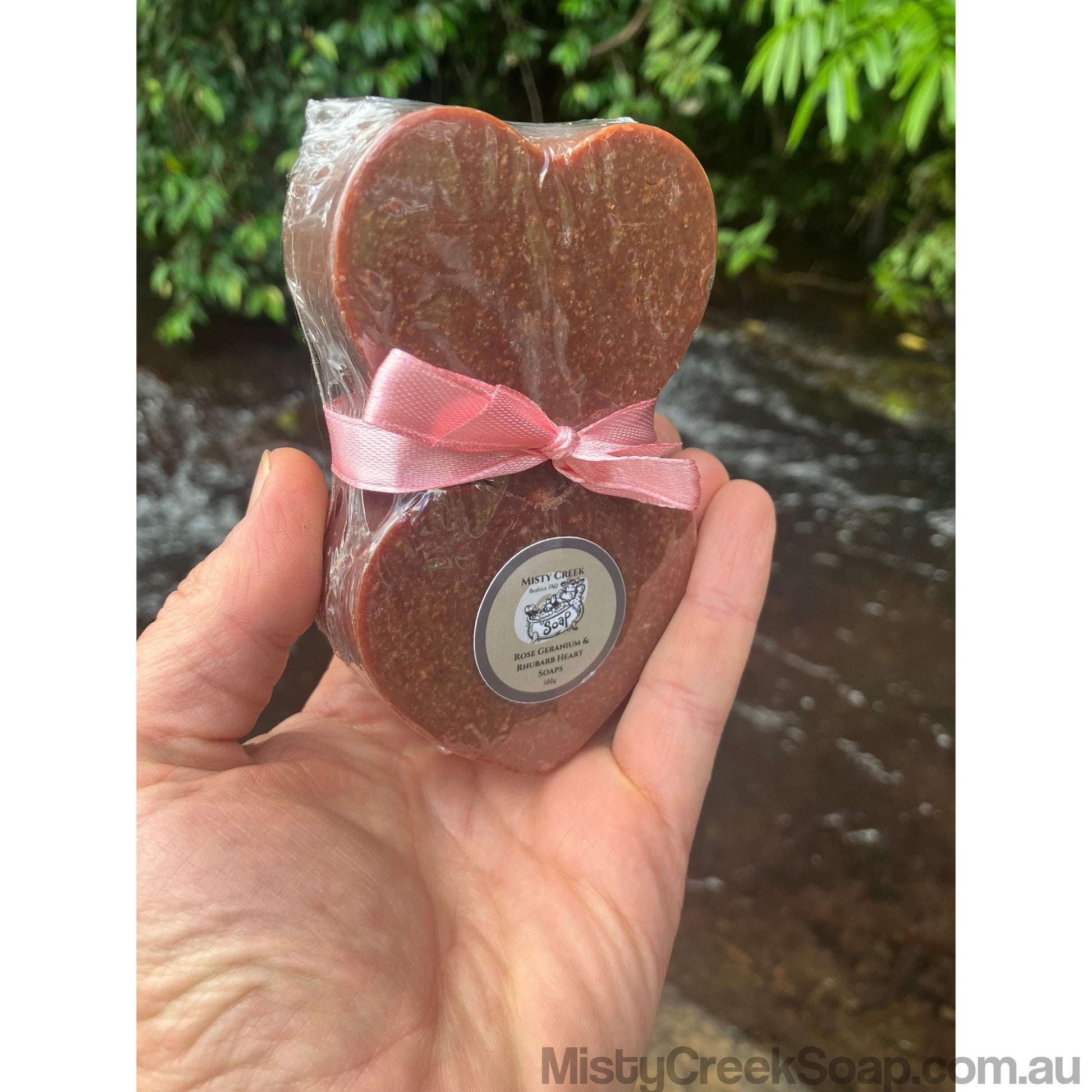 Rhubarb & Rose Geranium Essential Oil Heart Soaps