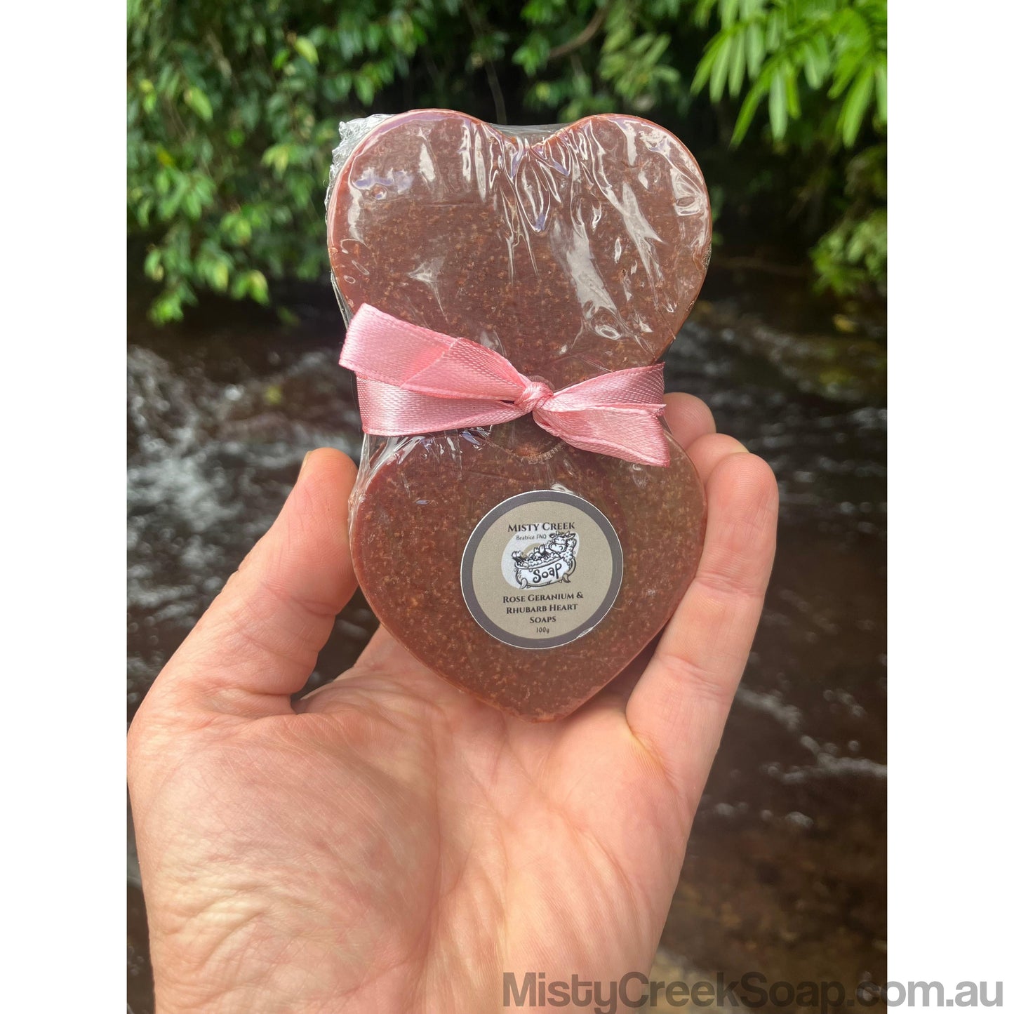 Rhubarb & Rose Geranium Essential Oil Heart Soaps