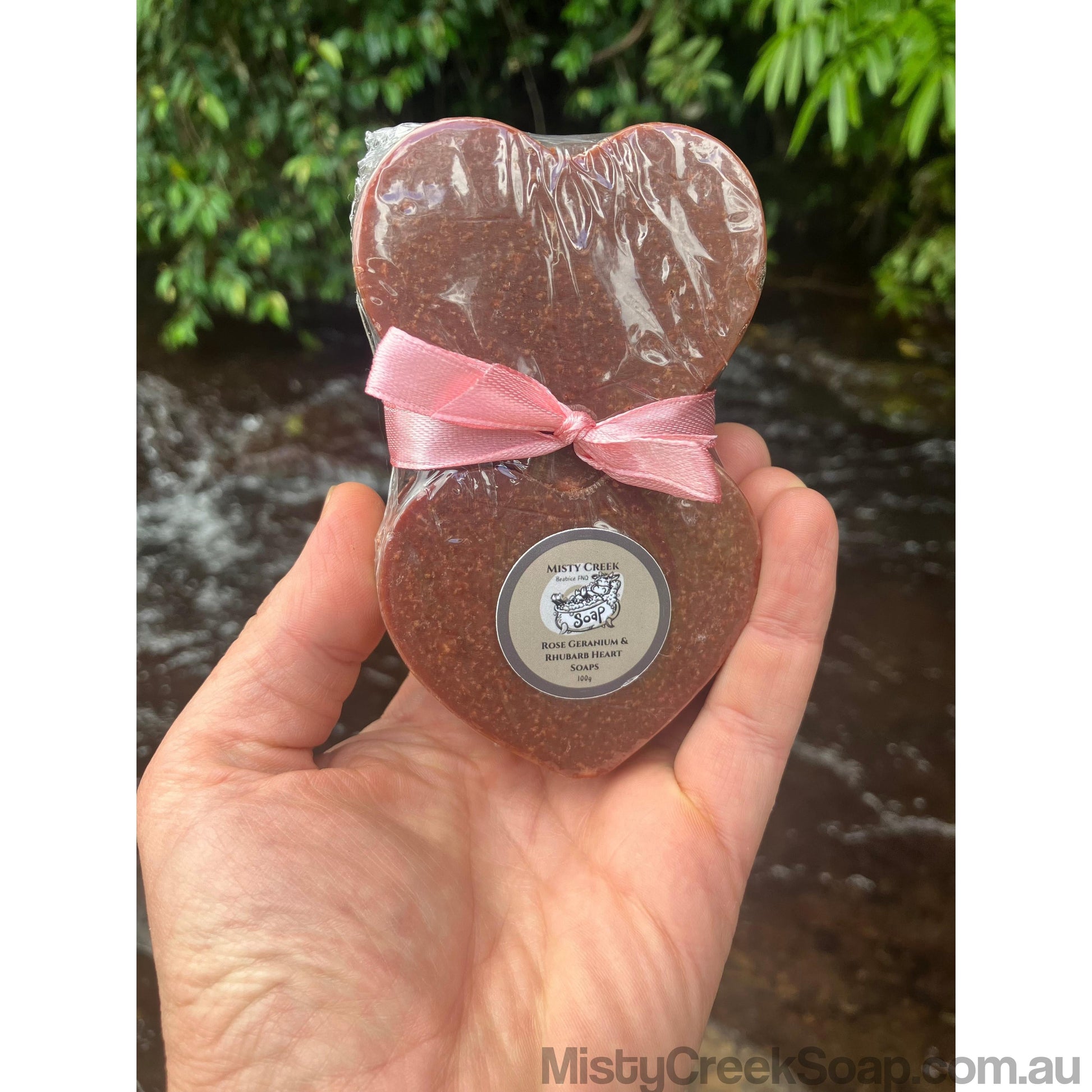 Rhubarb & Rose Geranium Essential Oil Heart Soaps